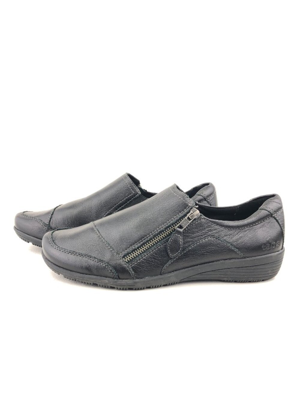 Taos Character Black Leather Zip Casual Flats 9.5 - Picture 2 of 12